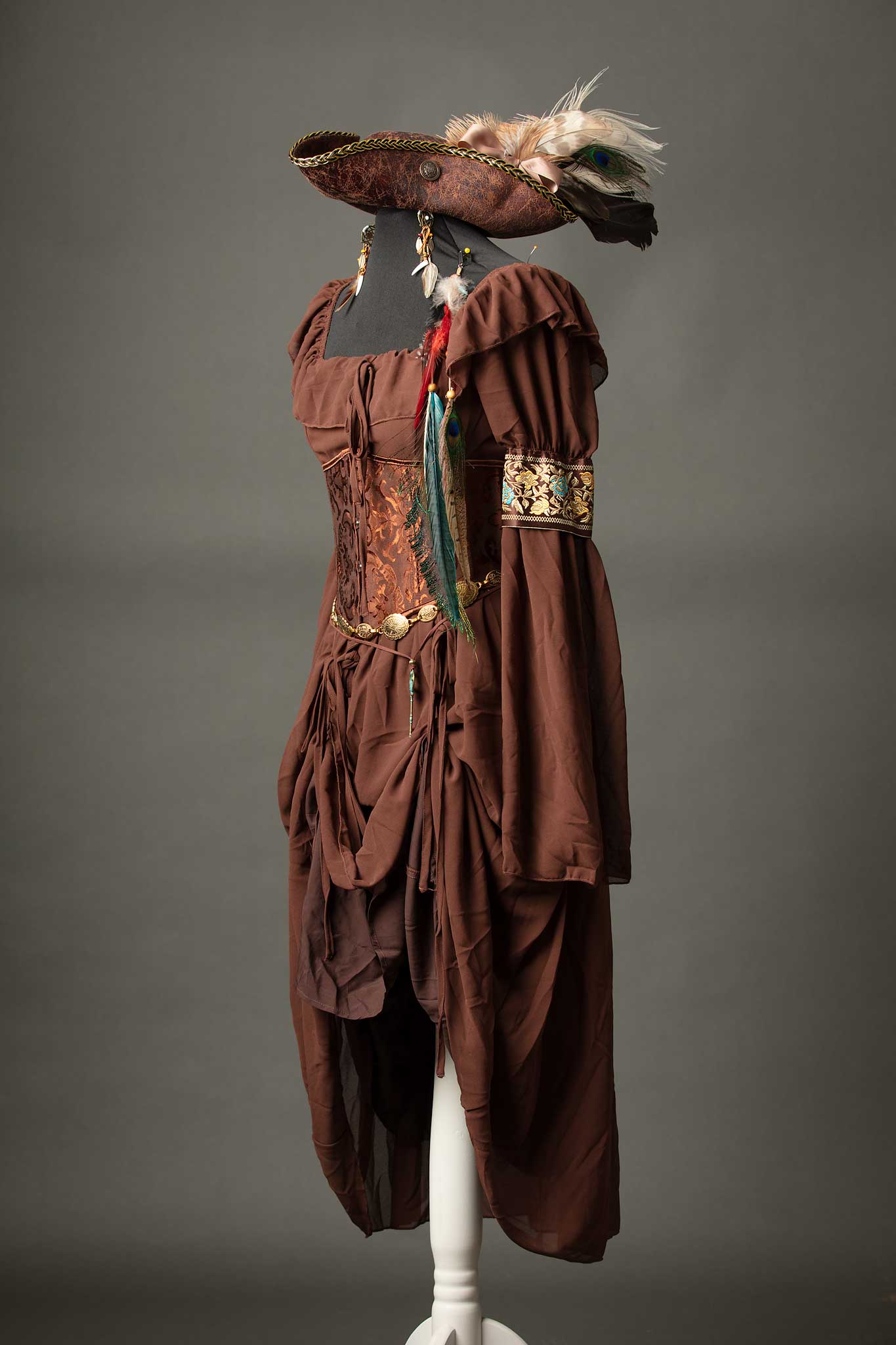 brown pirate dress 3-pc Pirate Queen Adult Costume